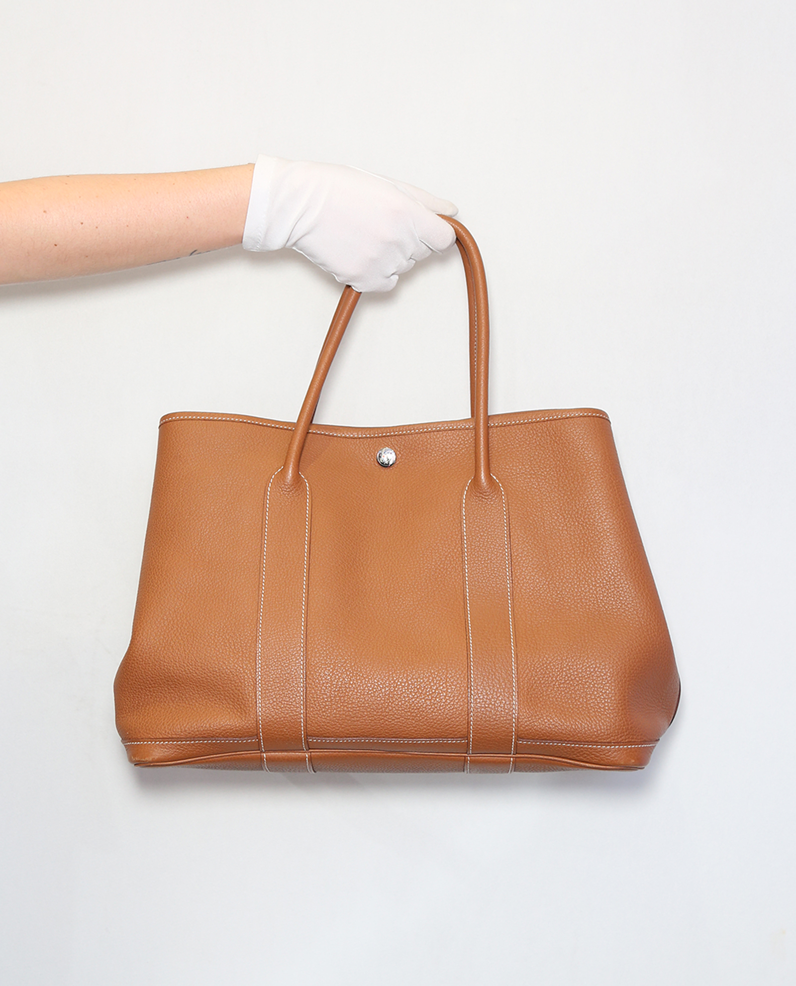 Garden Party MM Veau Negonda Leather in Gold, Hermès Designer