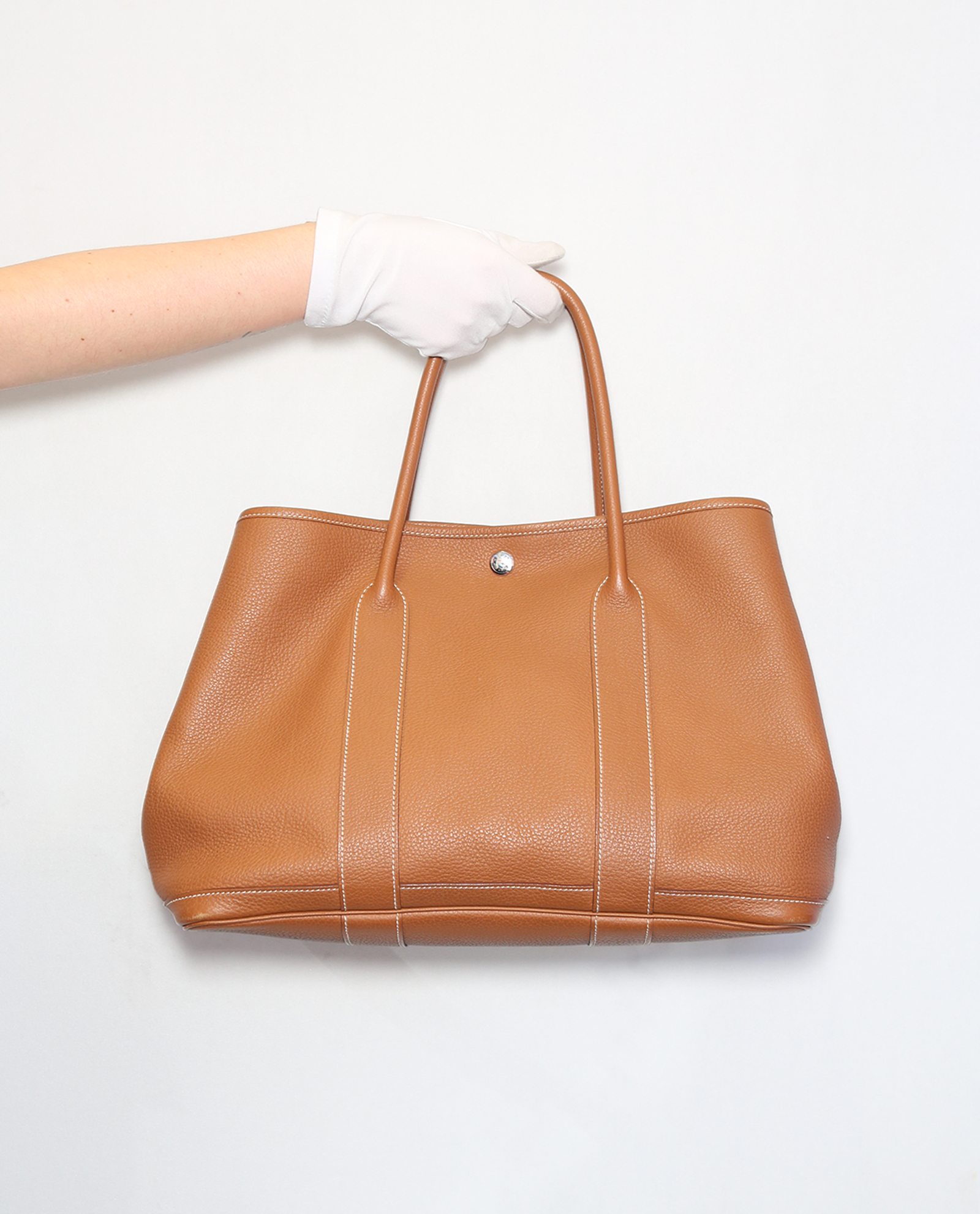 Garden Party MM Veau Negonda Leather in Gold, Hermès Designer