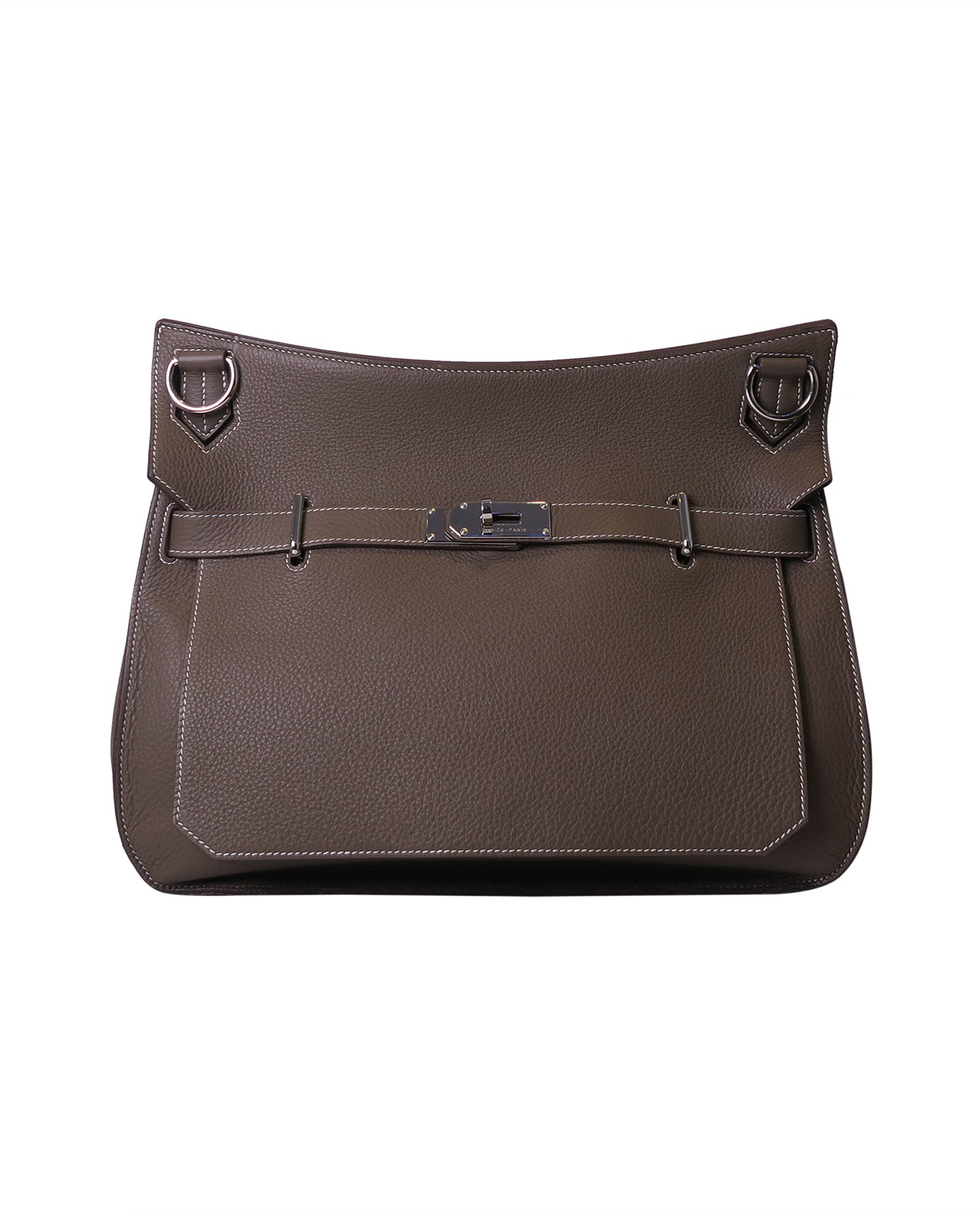 Jyspiere 37 Veau Taurillon Clemence Leather in Etoupe, Hermès