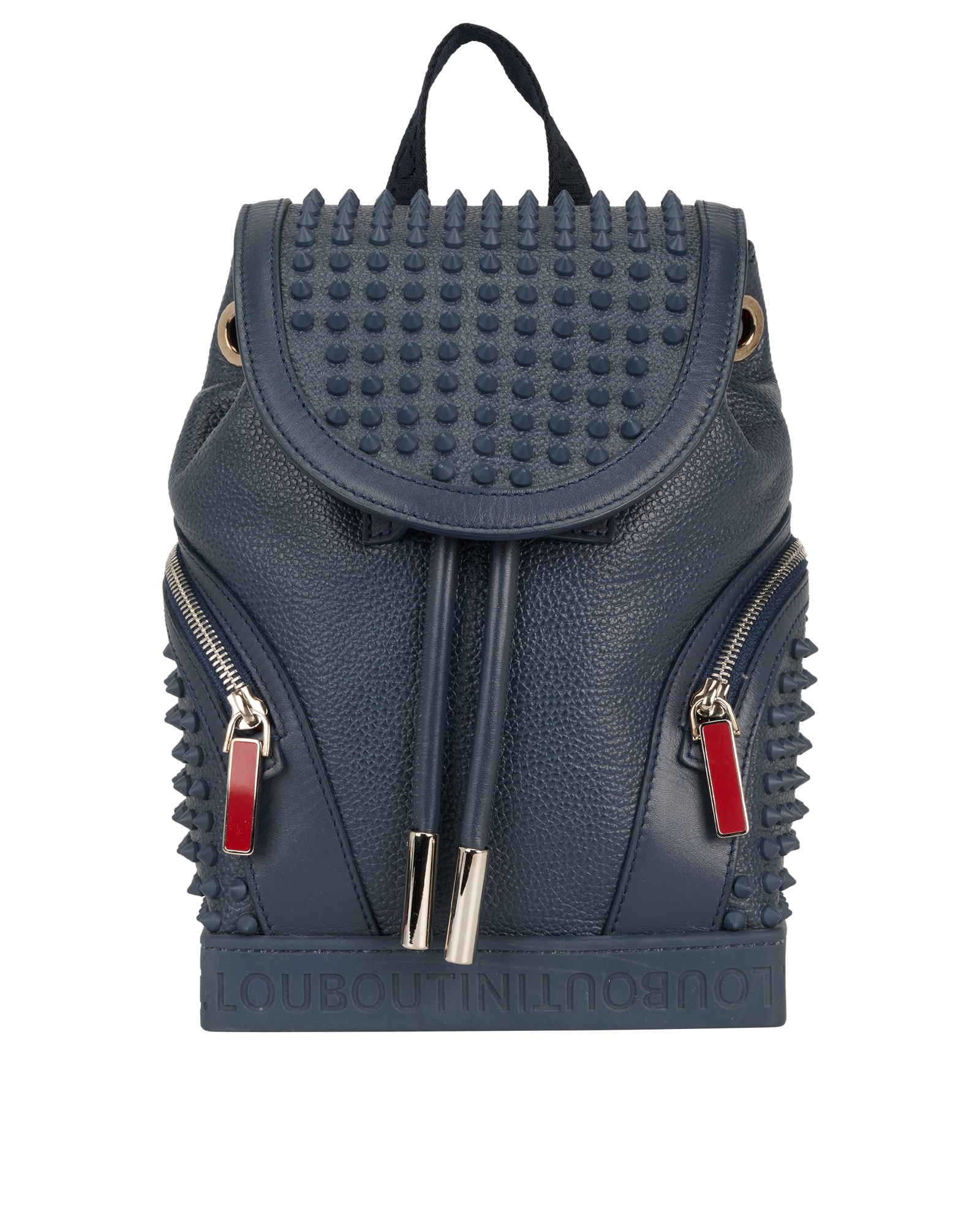 christian louboutin backpack mini Black Explorafunk embellished with spikes and signature red accents Christian Louboutin Leather Spiked Explorafunk