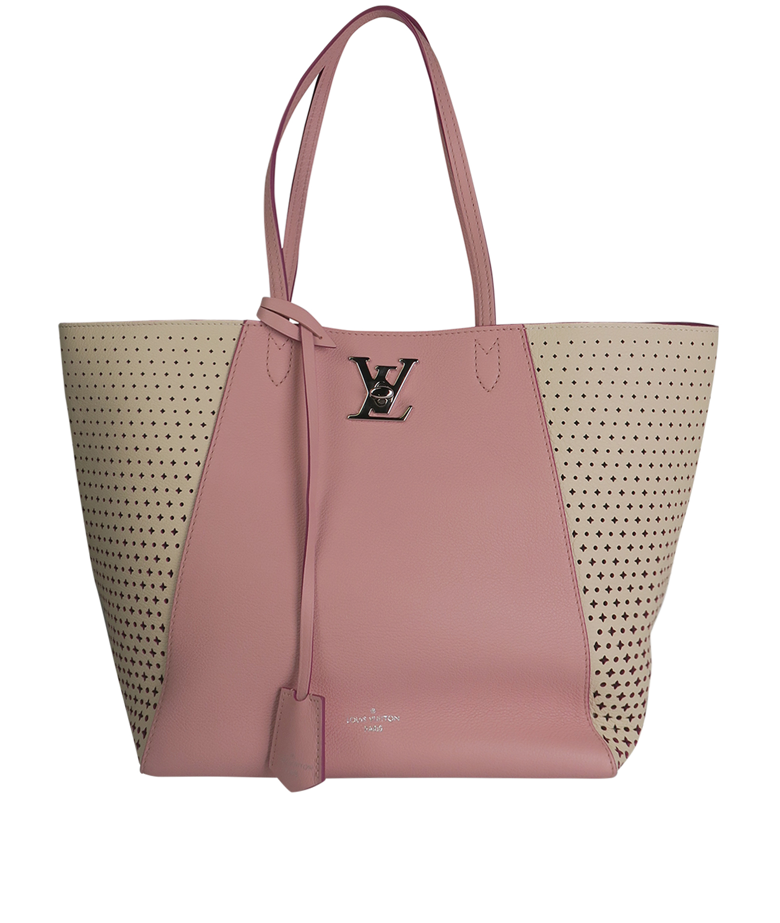 Louis Vuitton Pink Perforated Leather Monogram Flower Lockme Cabas
