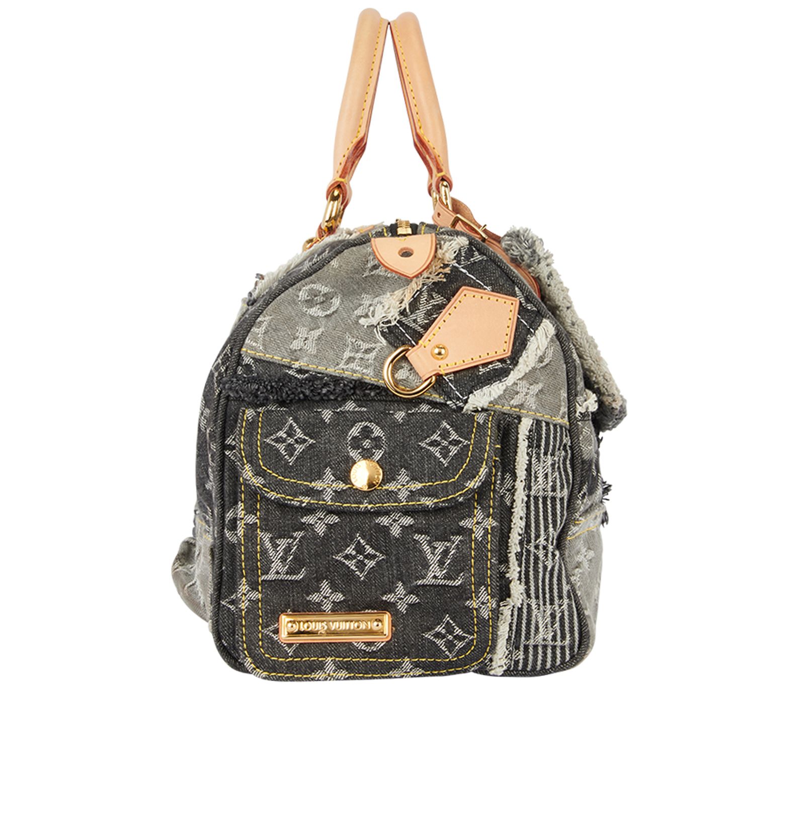 Louis Vuitton 2007 pre-owned Pouchy denim patchwork shoulder bag - ShopStyle