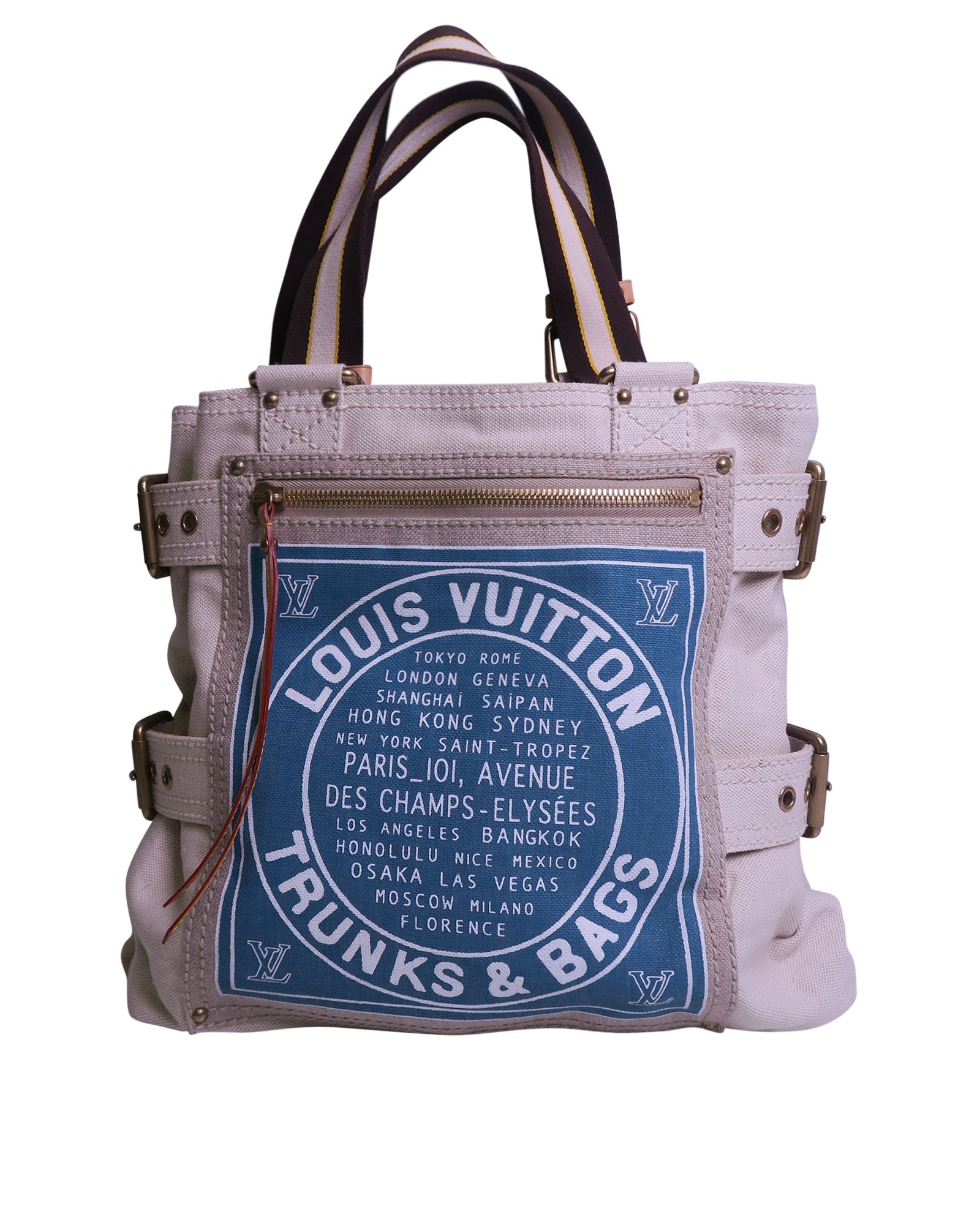 LOUIS VUITTON Beige Canvas Globe Shopper Cabas MM Bag