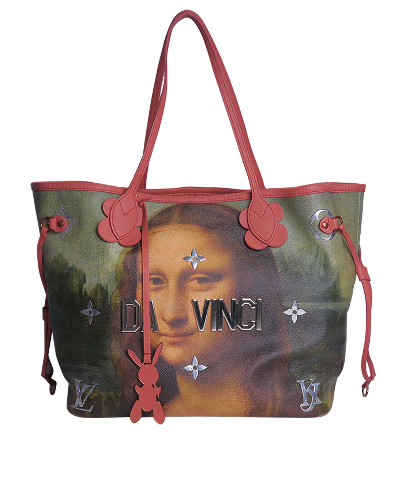 Louis Vuitton x Jeff Koons Neverfull Leonardo da Vinci Masters MM Pink  Multicolor in Coated Canvas with Brass