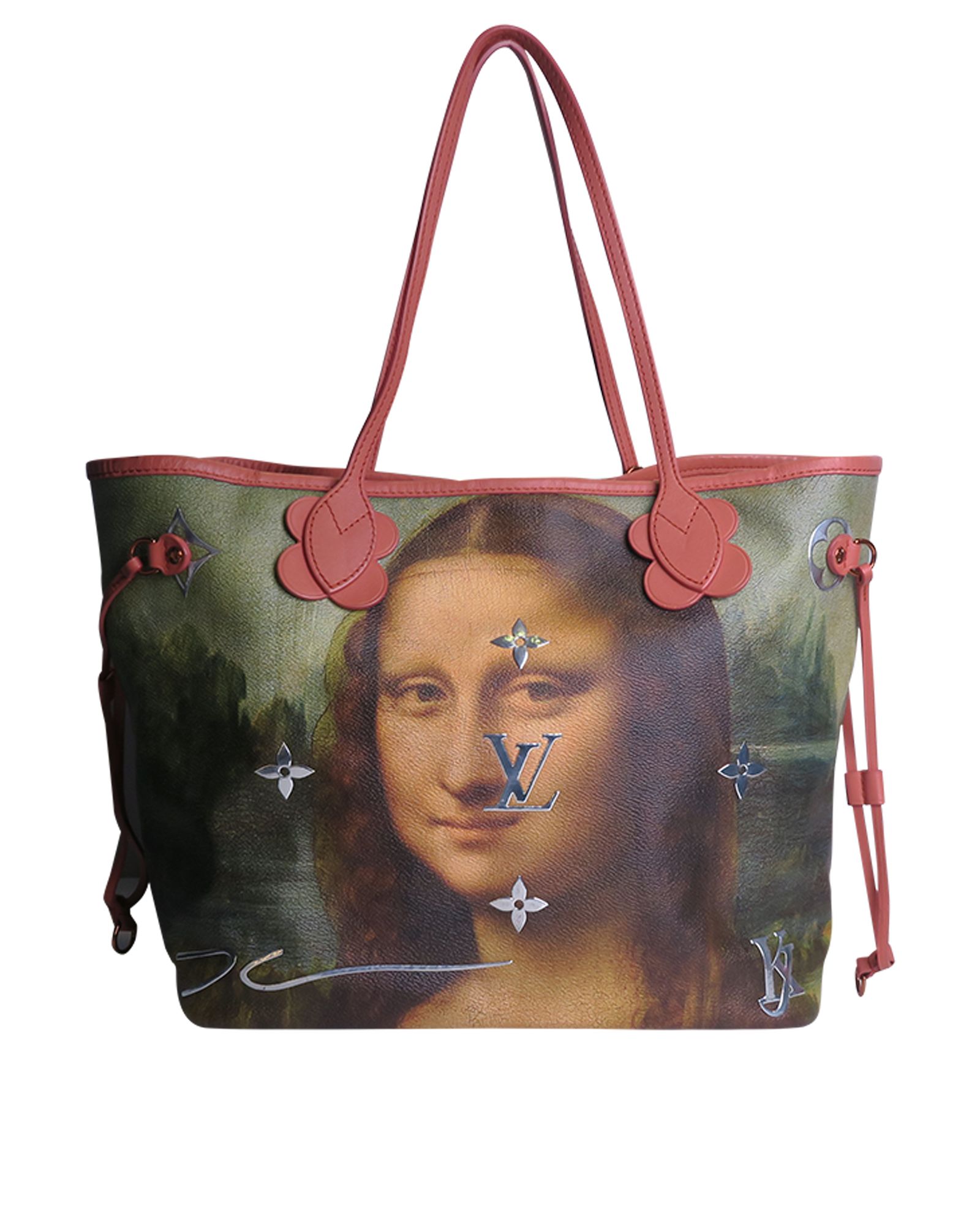 Louis Vuitton x Jeff Koons Neverfull Leonardo da Vinci Masters MM Pink  Multicolor in Coated Canvas with Brass