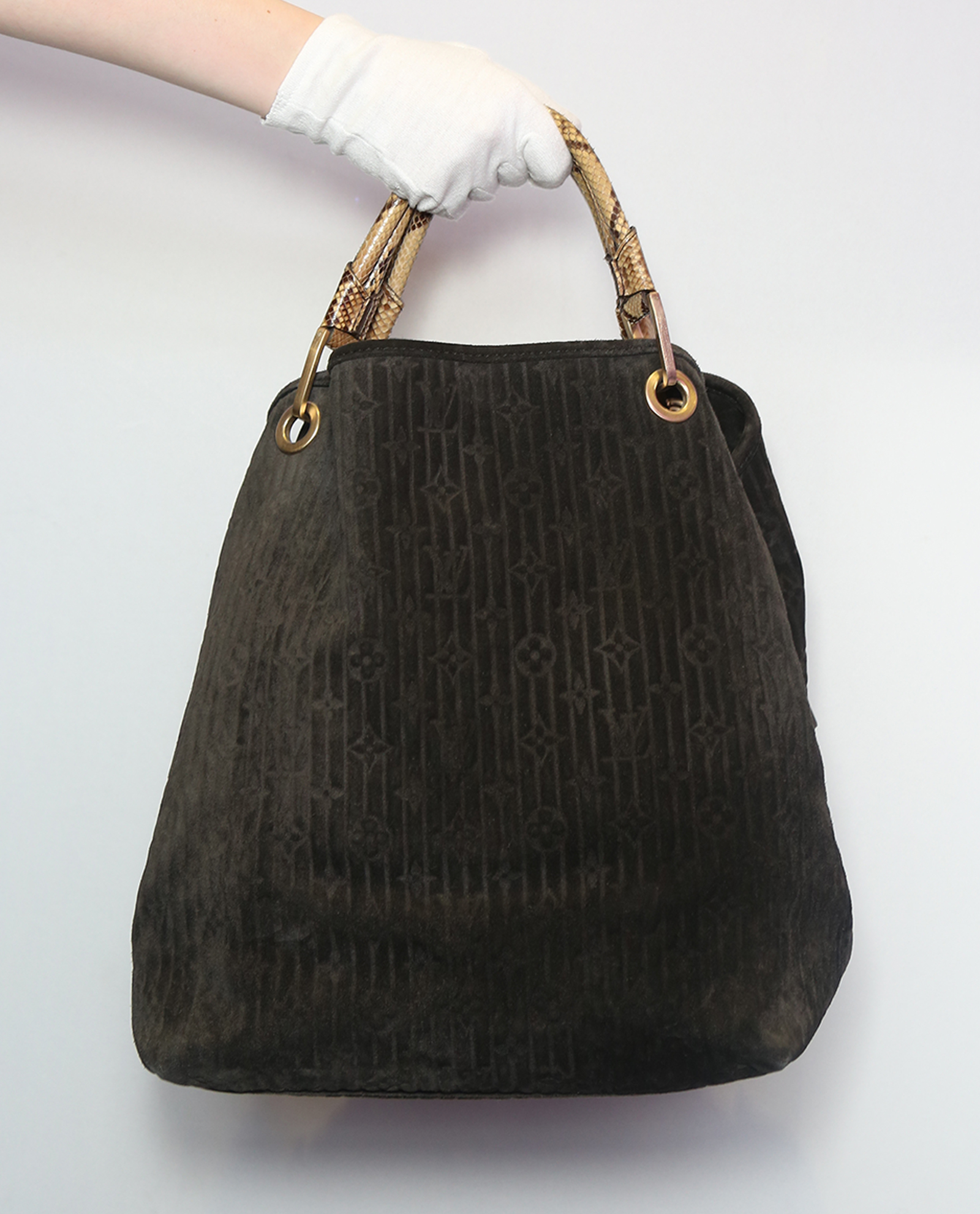 Louis Vuitton Whisper Bag Monogram Suede and Python GM Black 1628075
