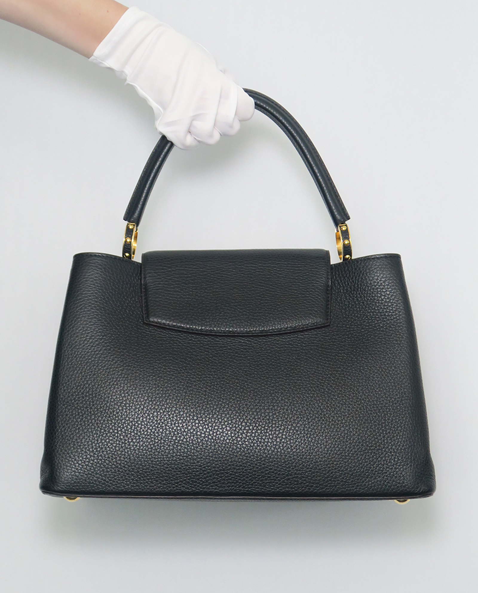 Louis Vuitton // Black Exotic Leather & Grey Fur Capucines BB Shoulder Bag  – VSP Consignment