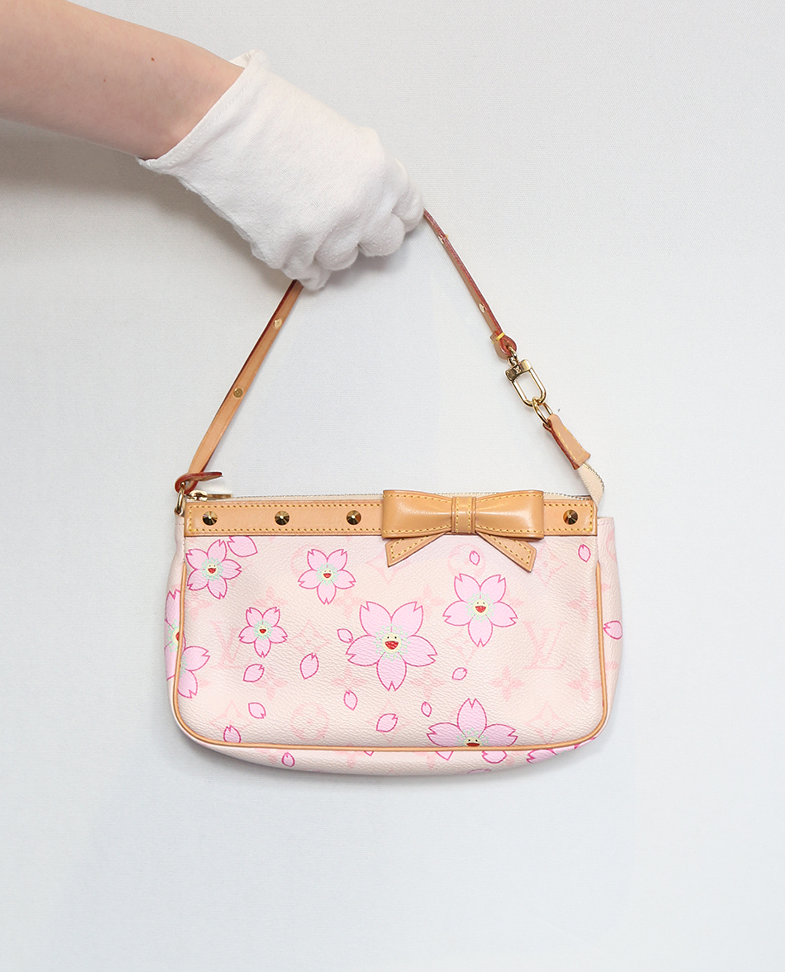 Exquisite Cherry Blossom Embroidery Decoration Pink and White Classic Lolita Square Textured Crossbody Bag