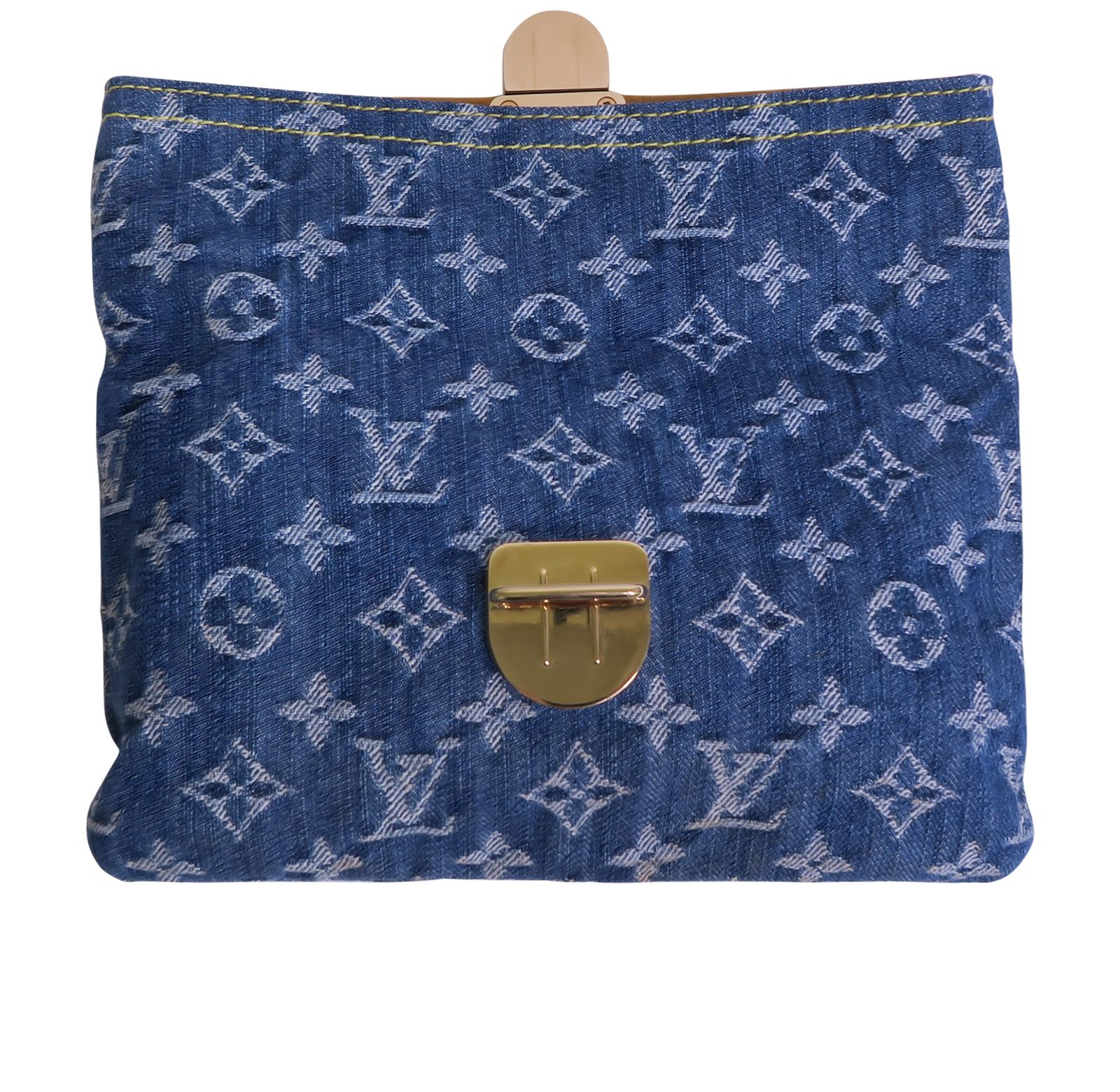 Louis Vuitton Plate Blue Denim Clutch