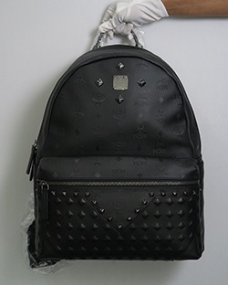 Authentic MCM Calfskin Embossed Medium M Moment Backpack Black MCM Black Visetos Coated Canvas Stark Side Stud Backpack main image 2