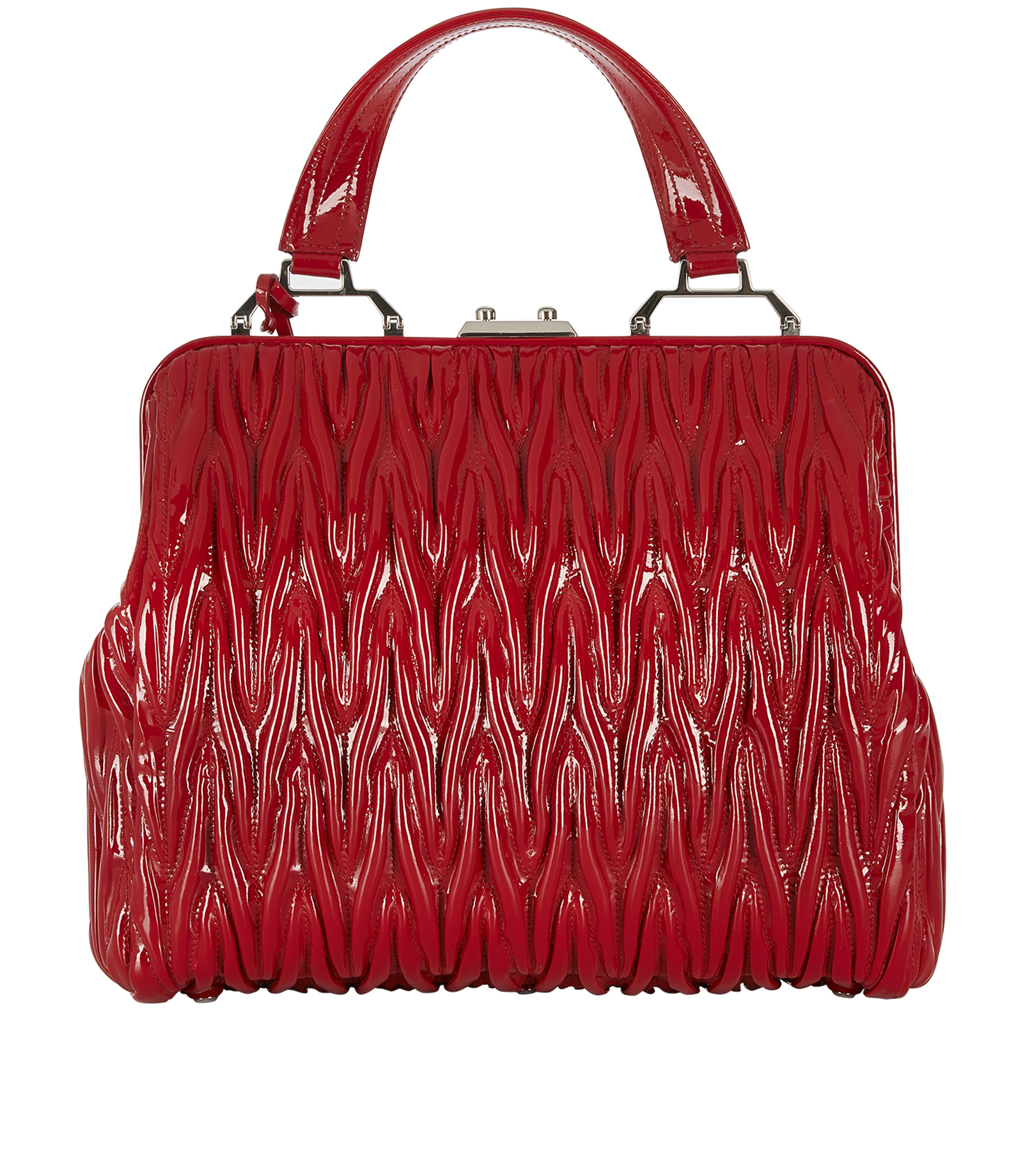 Miu Miu Red Leather Gathered Top Handle Crossbody Convertible Hobo Bag EUC