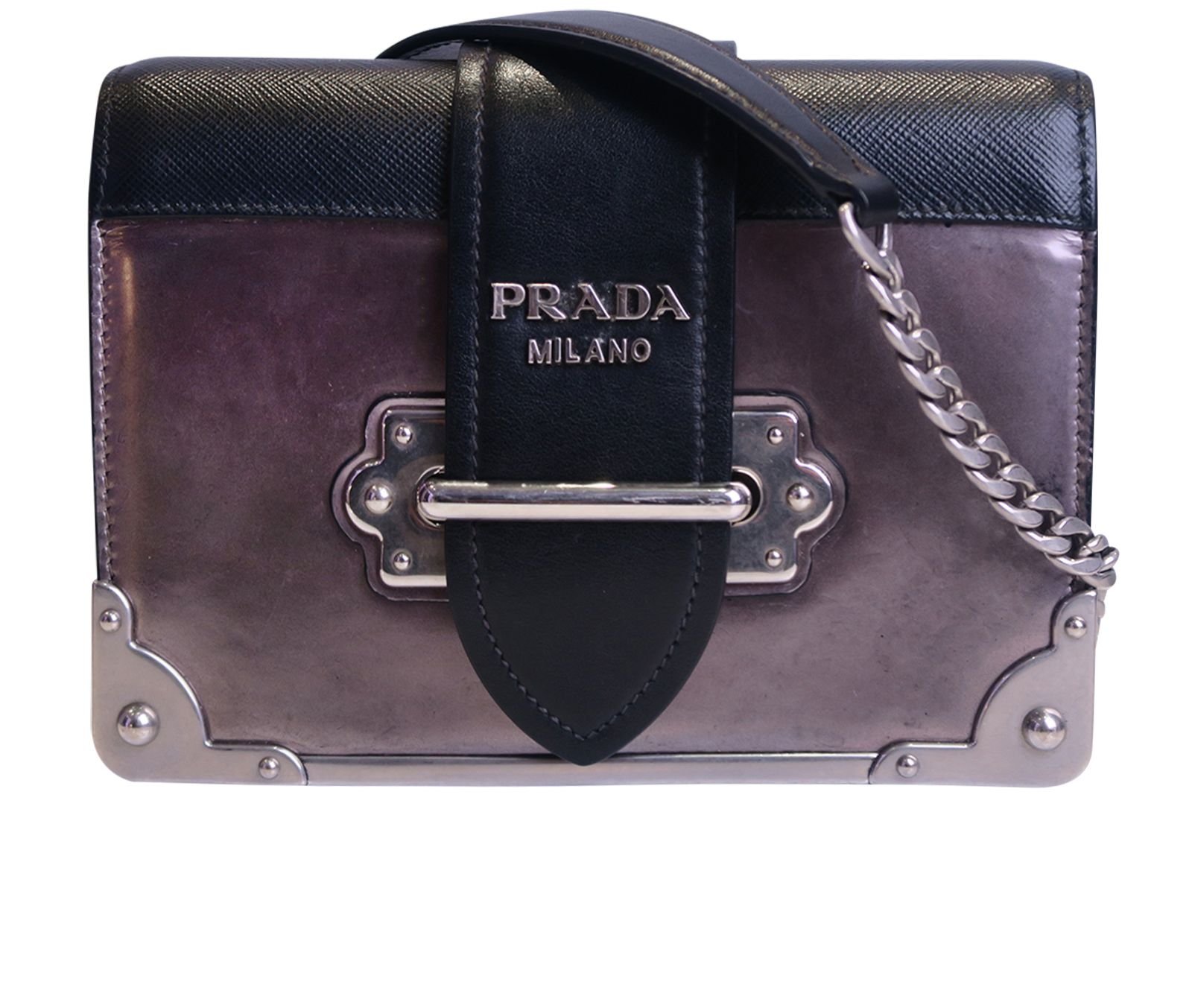 Silver Prada Sac Cahier Metallic Cahier Bag, Prada Designer