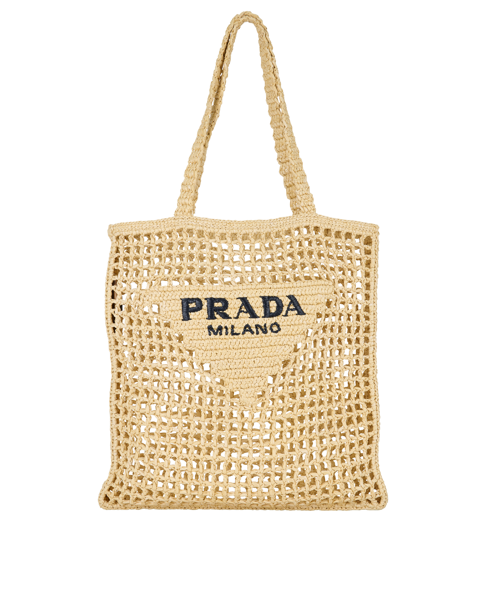 Prada Raffia Tote Bag Tan Crochet Tote, Prada Designer Exchange