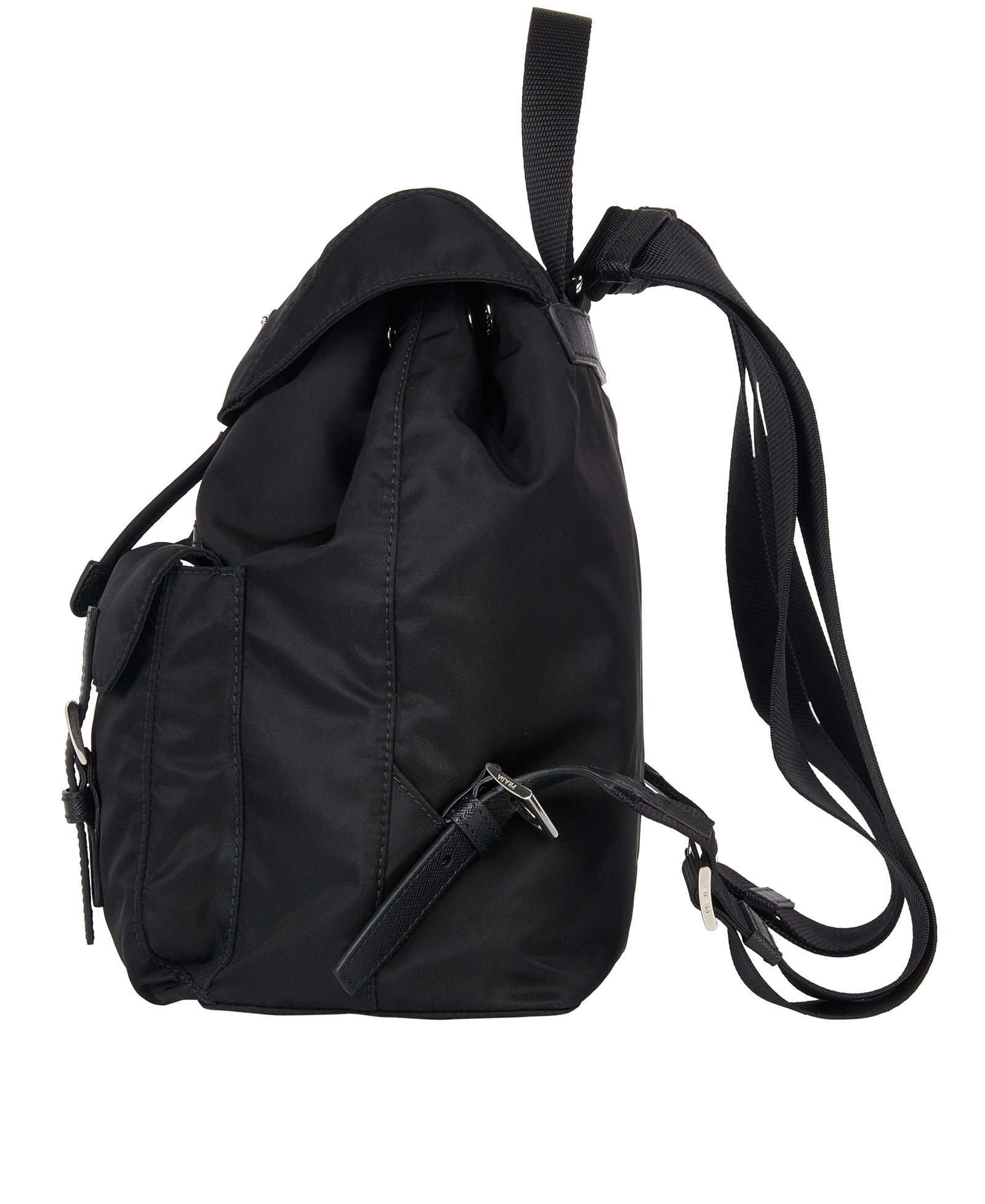 Pre-loved Triangle Logo Patched buckle re-nylon backpack - £850