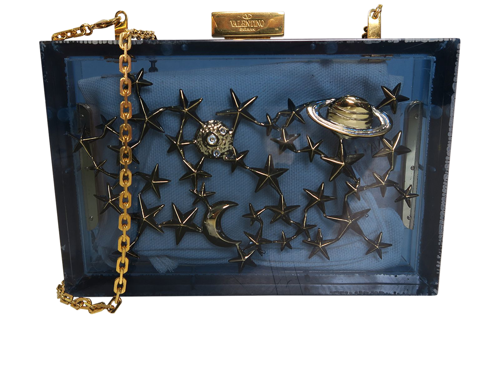 Cosmo Metal Stars Minaudiere Box Clutch, Valentino Designer