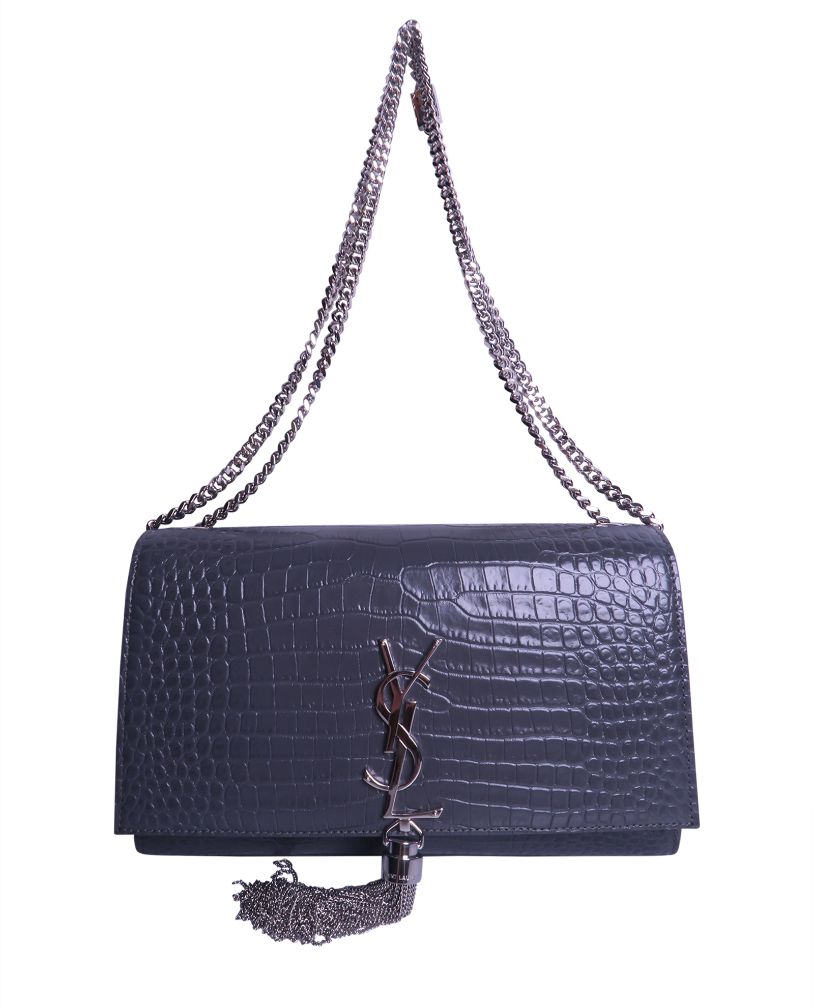Men's Tassel Bifold Slim Clutch Wallet - Grey Long Designer Purse Style Wallet