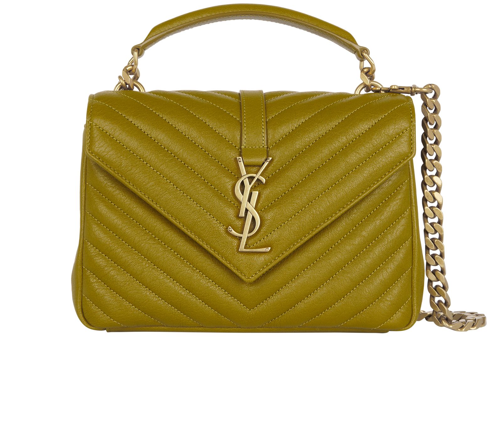 Saint Laurent Green Luxury Bag Medium College Chain Bag, Saint