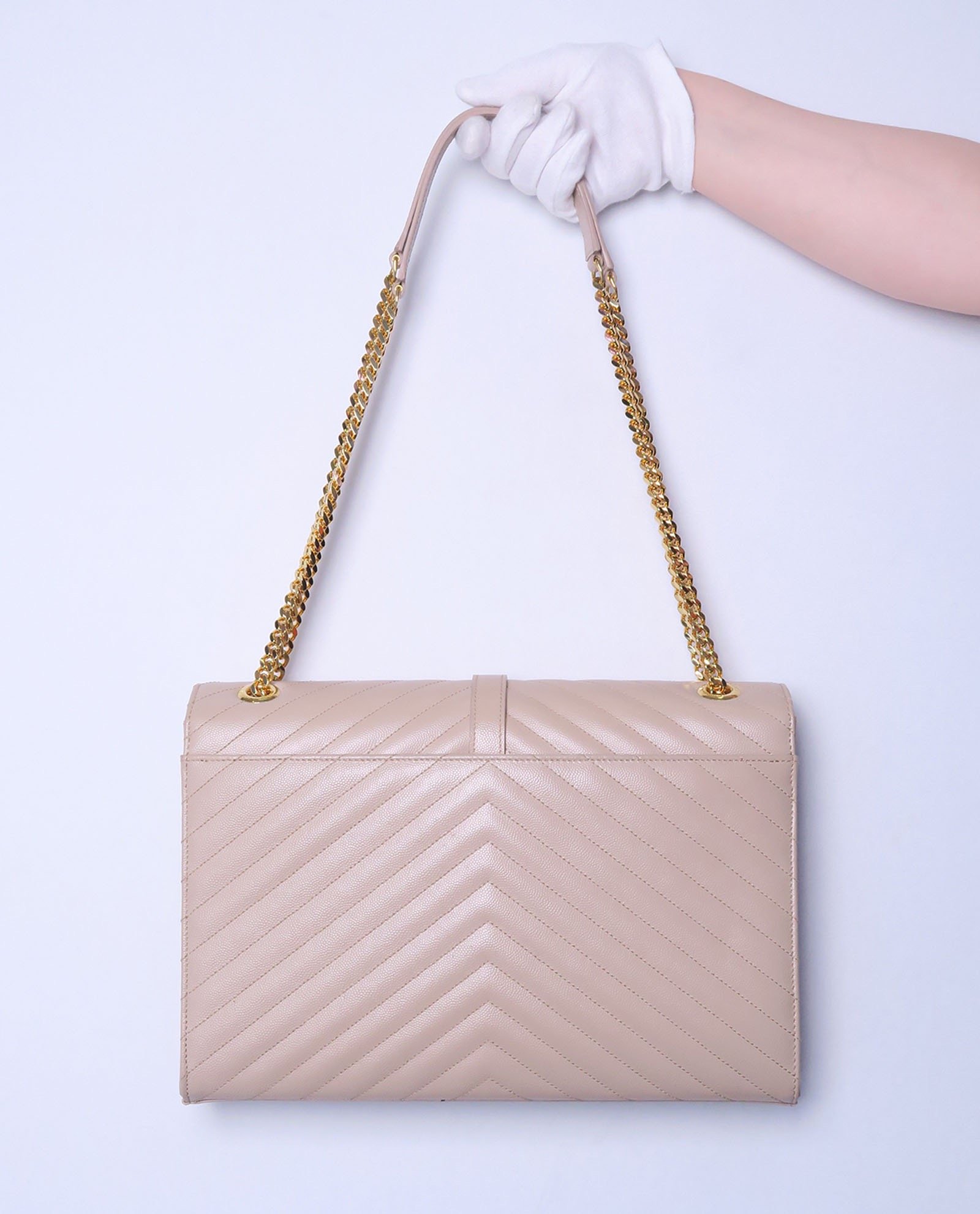 Saint Laurent Cream Envelope Crossbody Bag GHW - AGL1534