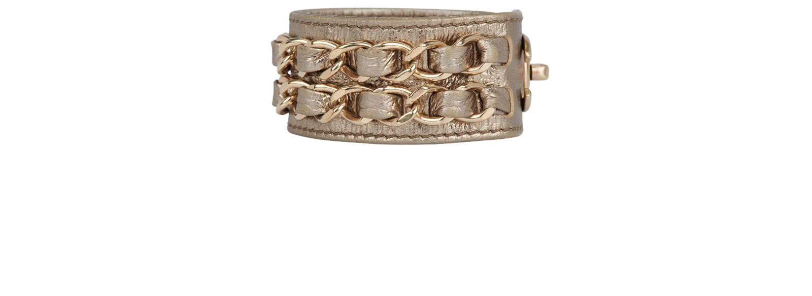 Chanel Interwoven Chain CC Lock Bracelet, &pound;295, Jewellery, Gold, Leather, Side view