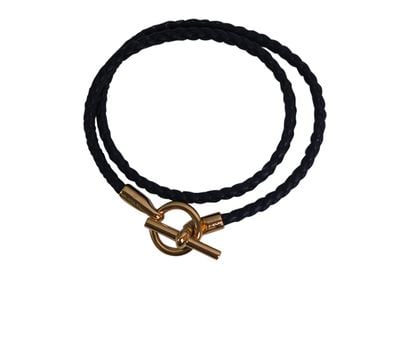 Hermès Glenan Double Tour Bracelet, &pound;180, Accessories/Jewellery, Black, Leather, Front view