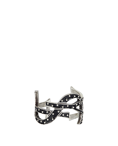 YSL Monogram Enamel And Crystal Cuff, front view