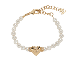 Chanel Heart Faux Pearl Bracelet