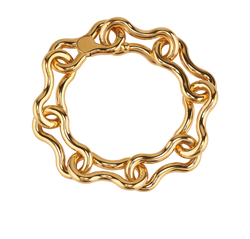 Bottega Veneta Nest Chain Bracelet, Sterling Silver, Gold, Sz S, B/DB, 2*