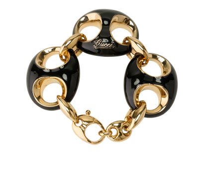 Gucci Marina Chain Bracelet, &pound;390, Jewellery, Black/Gold, Brass, Front view