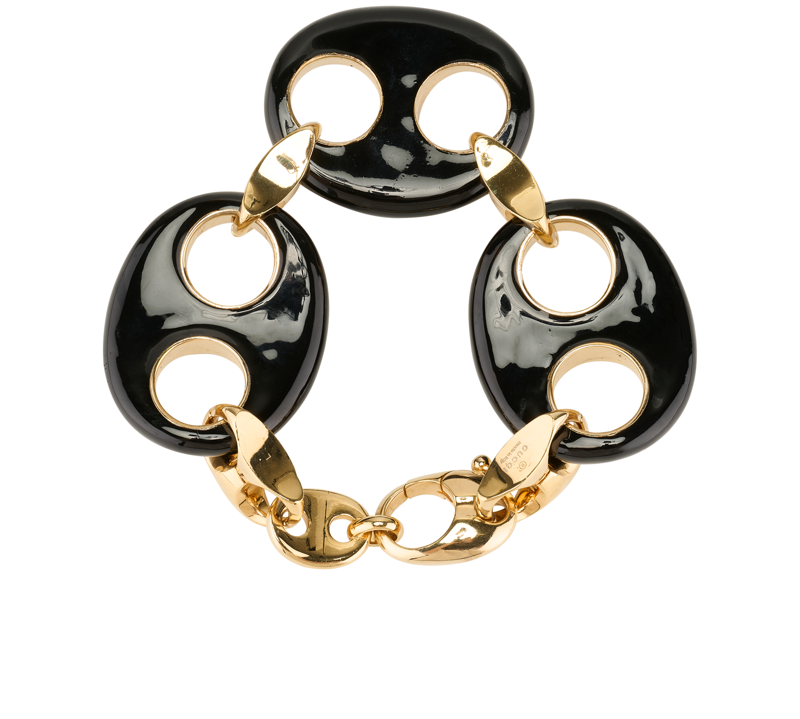 Gucci Marina Chain Bracelet, &pound;390, Jewellery, Black/Gold, Brass, Back view