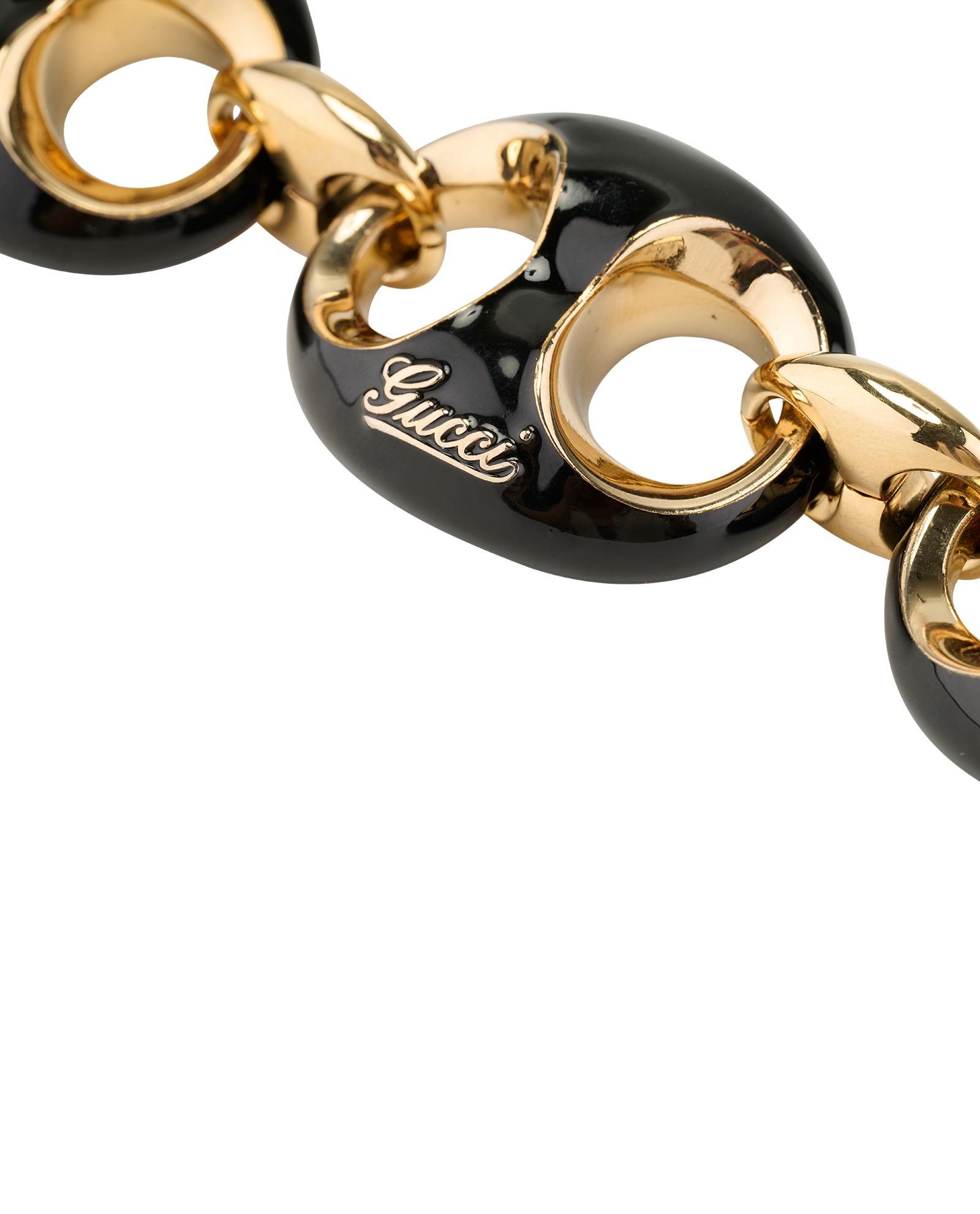 Gucci Marina Chain Bracelet, &pound;390, Jewellery, Black/Gold, Brass, Other view