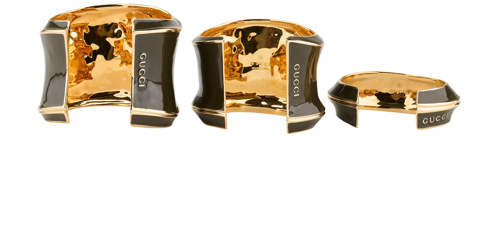 Gucci Bamboo Bangle Set Of 3, &pound;395, Jewellery, Gold/Grey, Brass, Back view