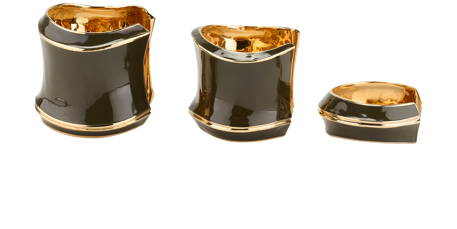 Gucci Bamboo Bangle Set Of 3, &pound;395, Jewellery, Gold/Grey, Brass, Bottom view