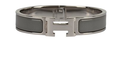 Hermes Clic H, £395, Jewellery, Grey/Silver, Brass/Enamel Coated Ceramic, Front view