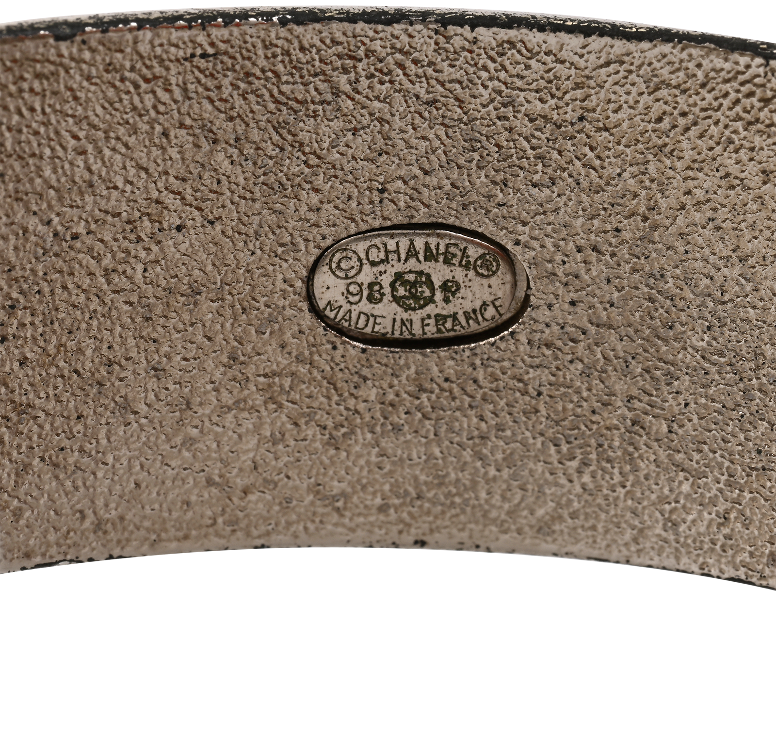 Chanel 98P Clover Cuff Bangle, &pound;290, Jewellery, Black/Silver, Brass/Enamel Coated Ceramic, Other view