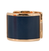 Hermes Olympe Cuff Bracelet, &pound;410, Jewellery, Navy/Rose Gold, Brass/Leather, Side view