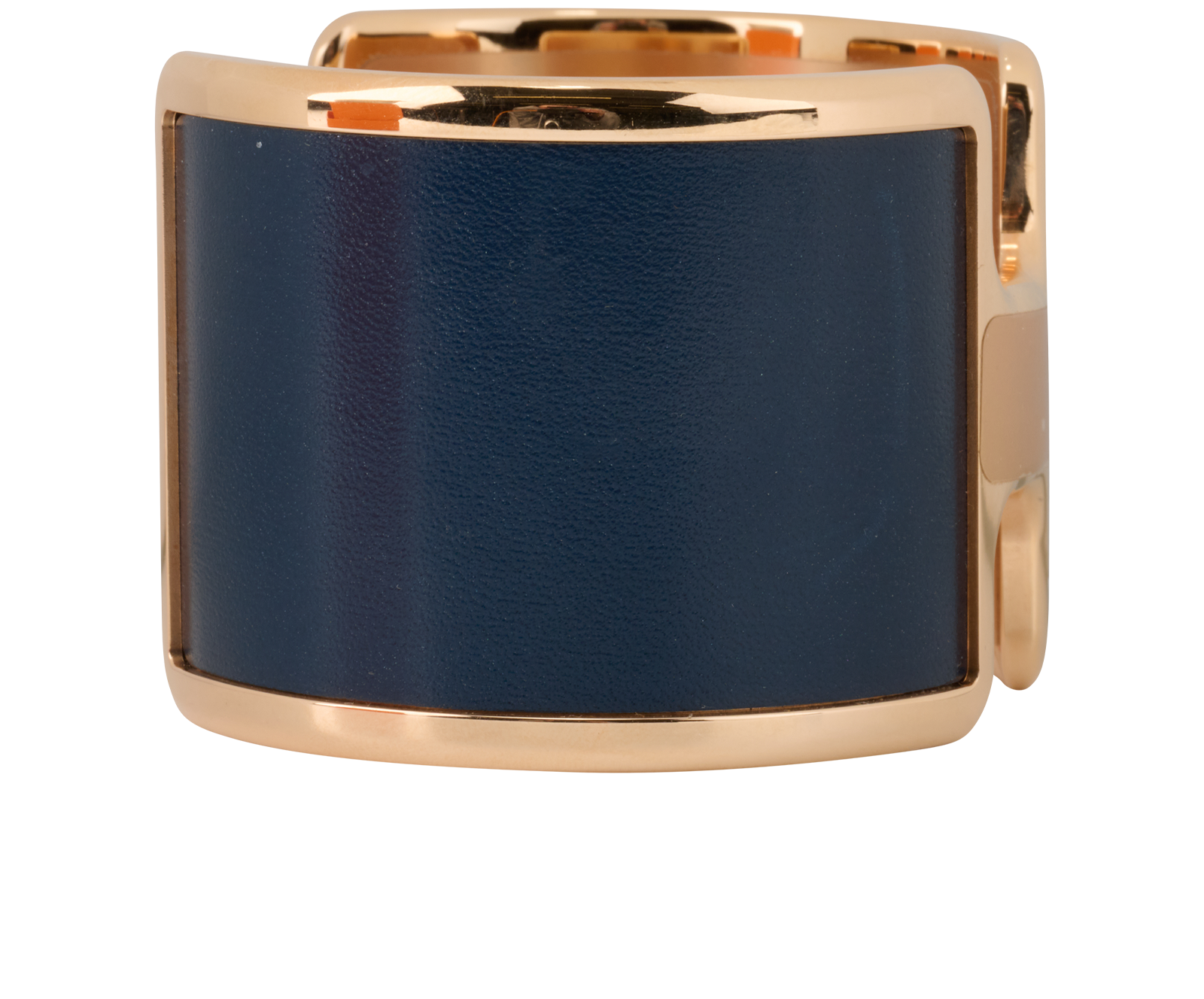 Hermes Olympe Cuff Bracelet, &pound;410, Jewellery, Navy/Rose Gold, Brass/Leather, Side view