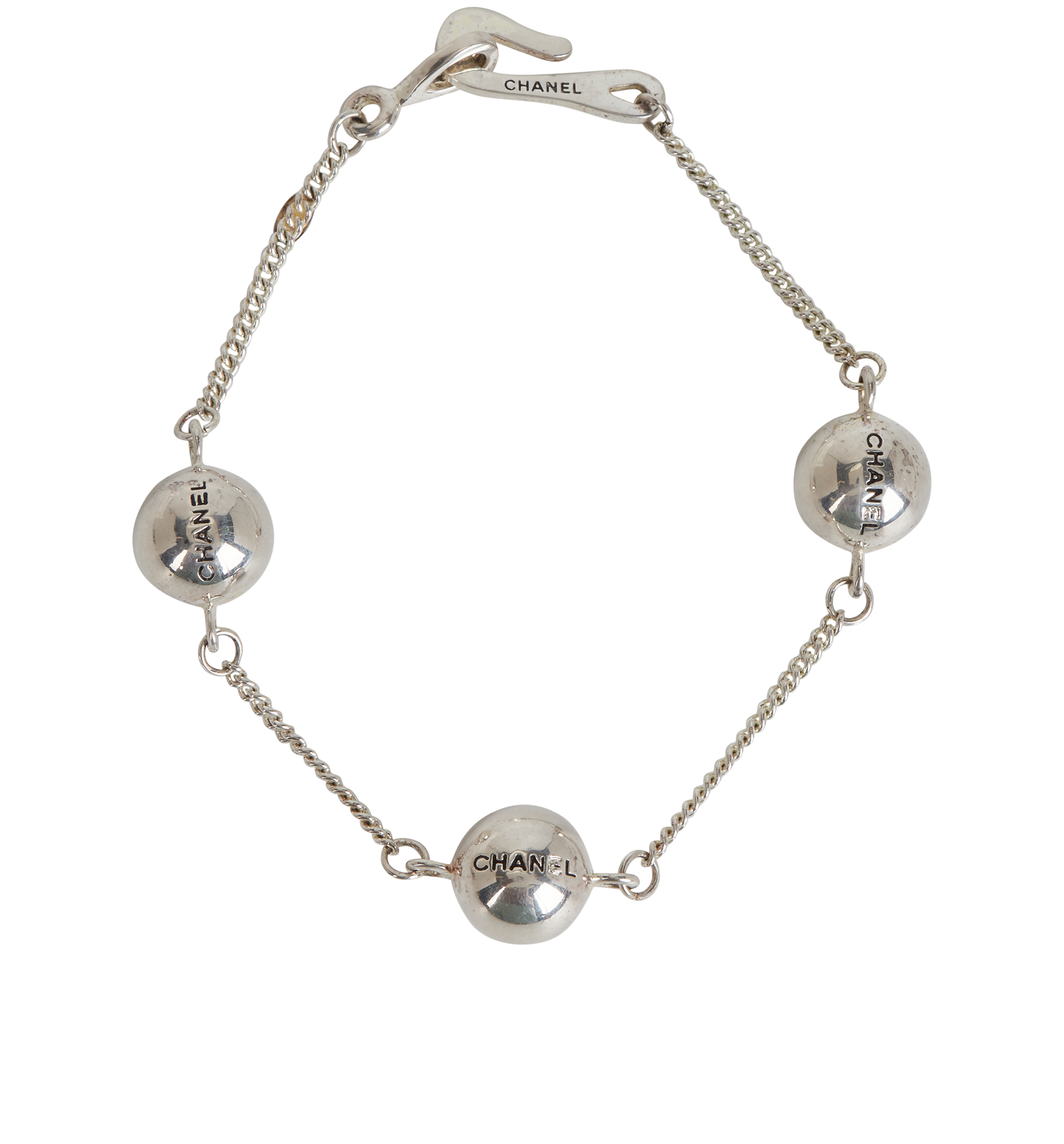 Chanel Beaded Chain Bracelet, &pound;350, Jewellery, Silver, Silver, Back view