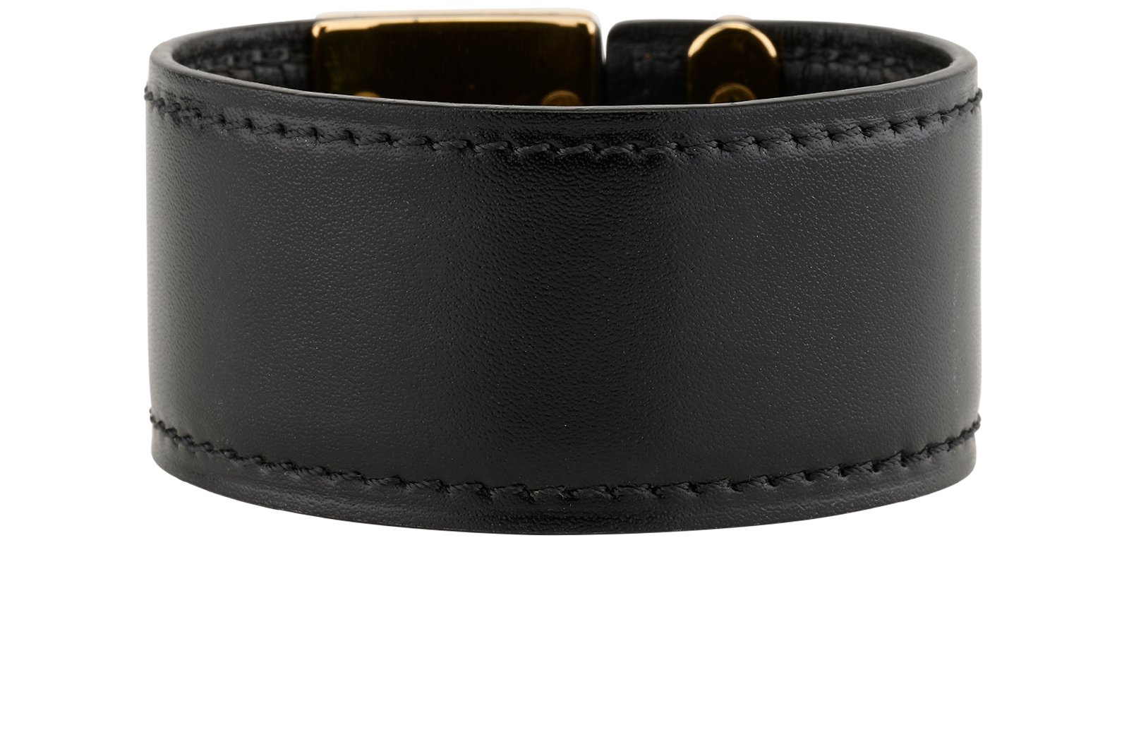 Louis Vuitton S-Lock Cuff, &pound;275, Jewellery, Black/Gold, Leather, Back view
