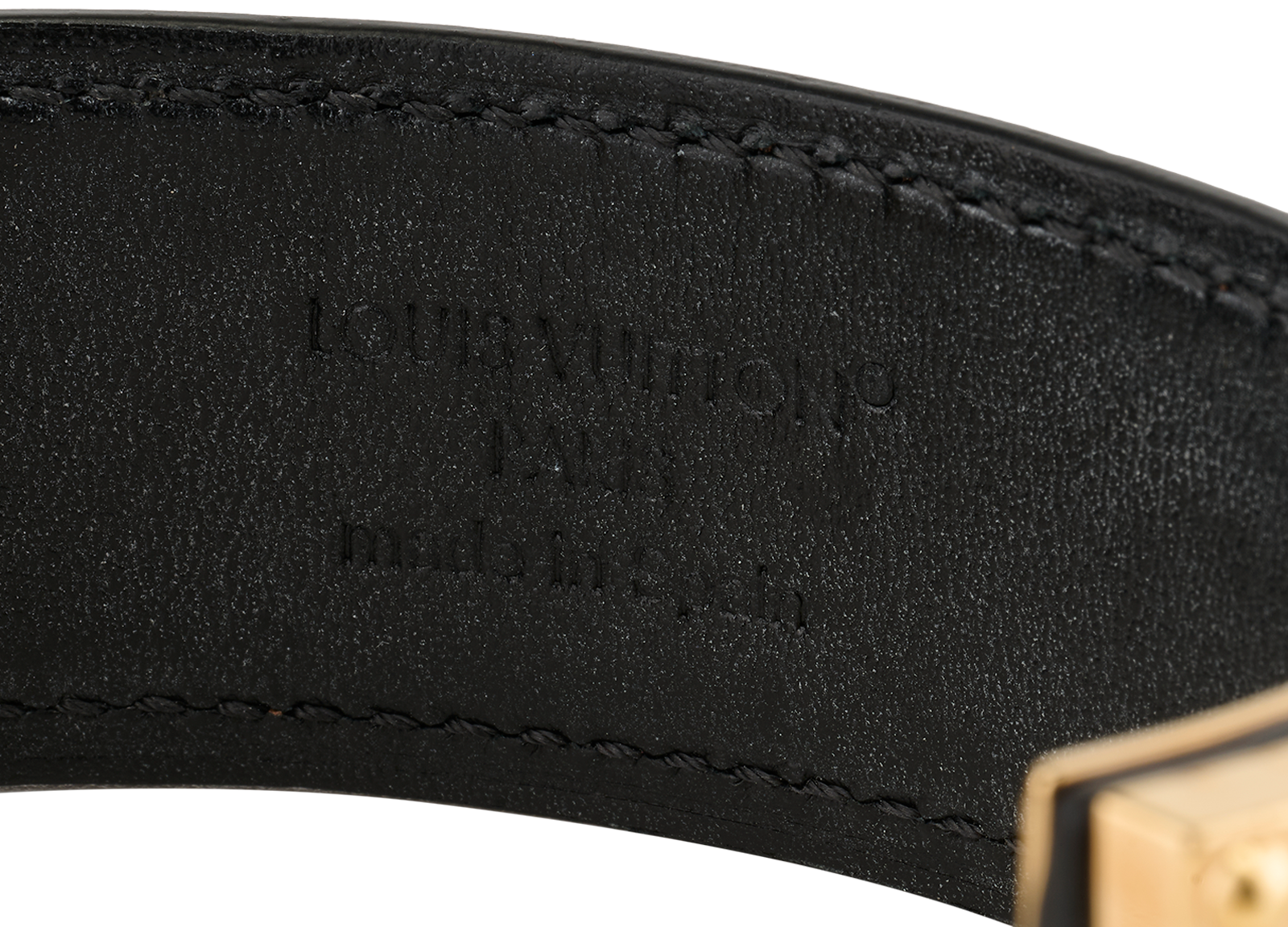 Louis Vuitton S-Lock Cuff, &pound;275, Jewellery, Black/Gold, Leather, Other view