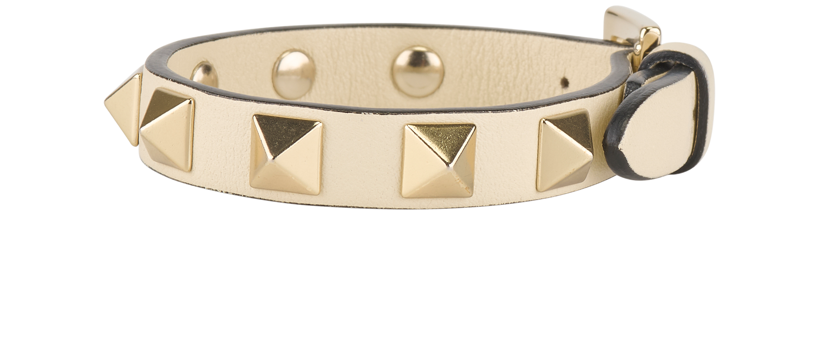 Valentino Rockstud Bracelet, &pound;120, Jewellery, Cream, Brass/Leather, Bottom view