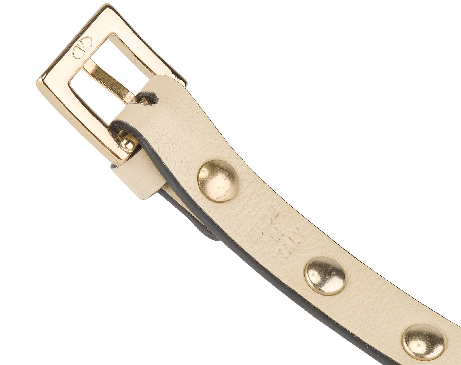 Valentino Rockstud Bracelet, &pound;120, Jewellery, Cream, Brass/Leather, Other view