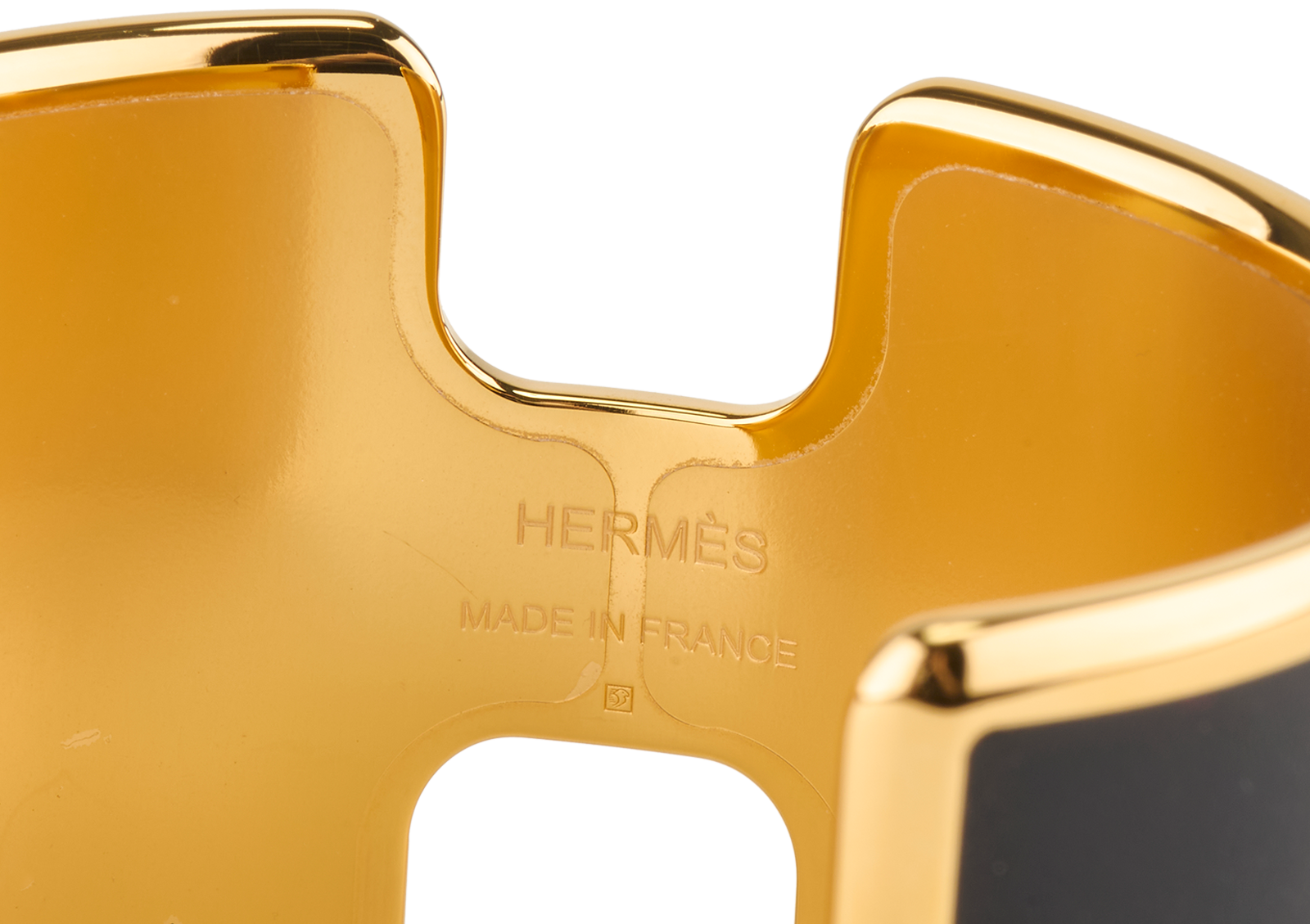 Hermes Olympe Cuff Bracelet, &pound;450, Jewellery, Black/Gold, Leather, Other view
