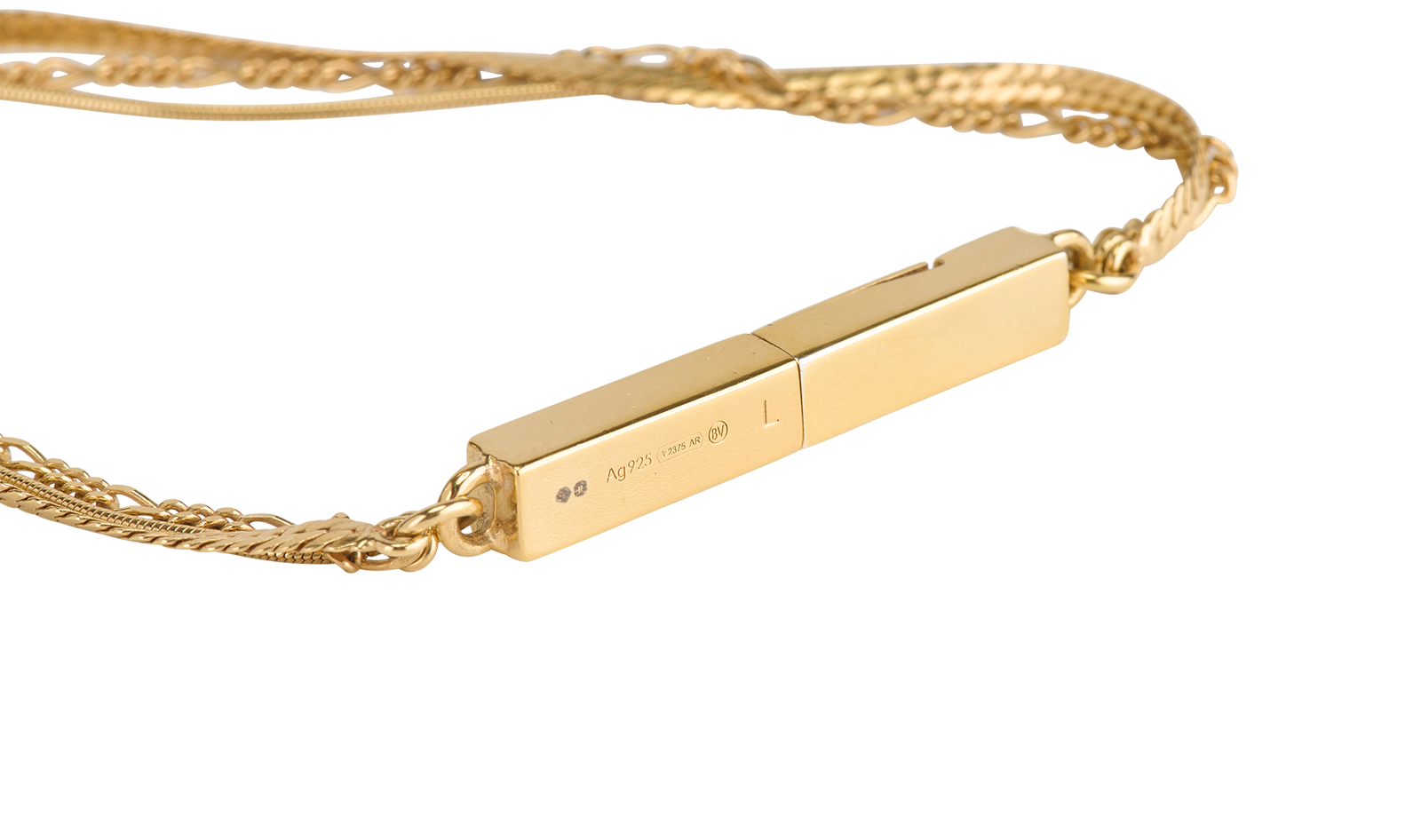 Bottega Veneta 3 Strand Bracelet, &pound;150, Jewellery, Gold, Sterling Silver, Other view