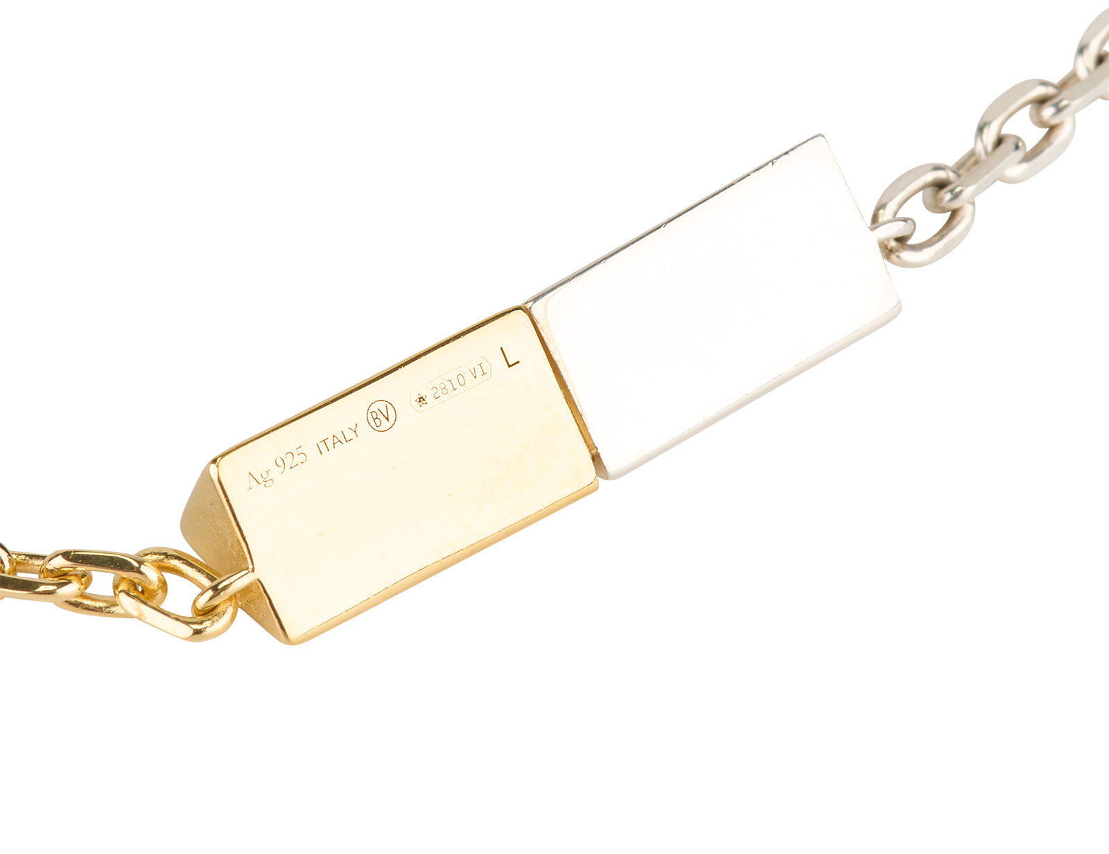 Bottega Veneta Joint Chain Bracelet, &pound;120, Jewellery, Gold/Silver, Sterling Silver/Yellow Gold Plated, Other view