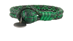 Bottega Veneta Wear-Effect Intrecciato Bracelet, Leather, Green, MII, 3*