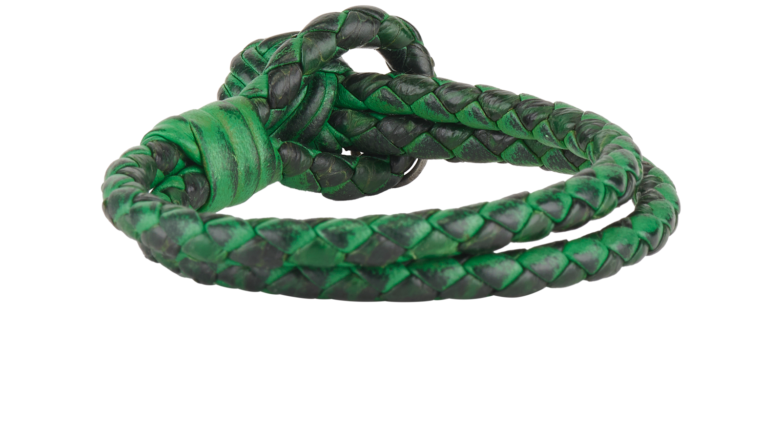 Bottega Veneta Wear-Effect Intrecciato Bracelet, &pound;50, Jewellery, Green, Leather, Back view