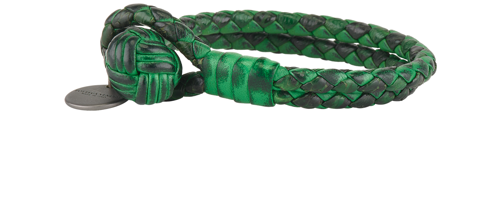 Bottega Veneta Wear-Effect Intrecciato Bracelet, &pound;50, Jewellery, Green, Leather, Bottom view