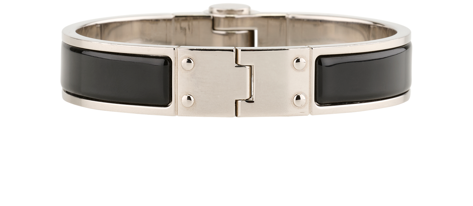 Hermes Charniere Hinged Bangle, &pound;195, Jewellery, Black, Brass, Back view