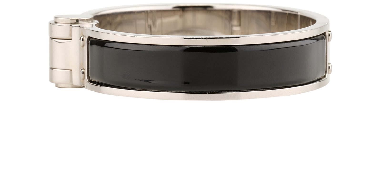 Hermes Charniere Hinged Bangle, &pound;195, Jewellery, Black, Brass, Bottom view