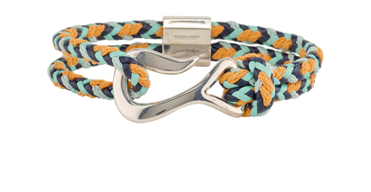 Bottega Veneta Braided Bracelet, &pound;210, Jewellery, Green, Leather/Silver, Front view